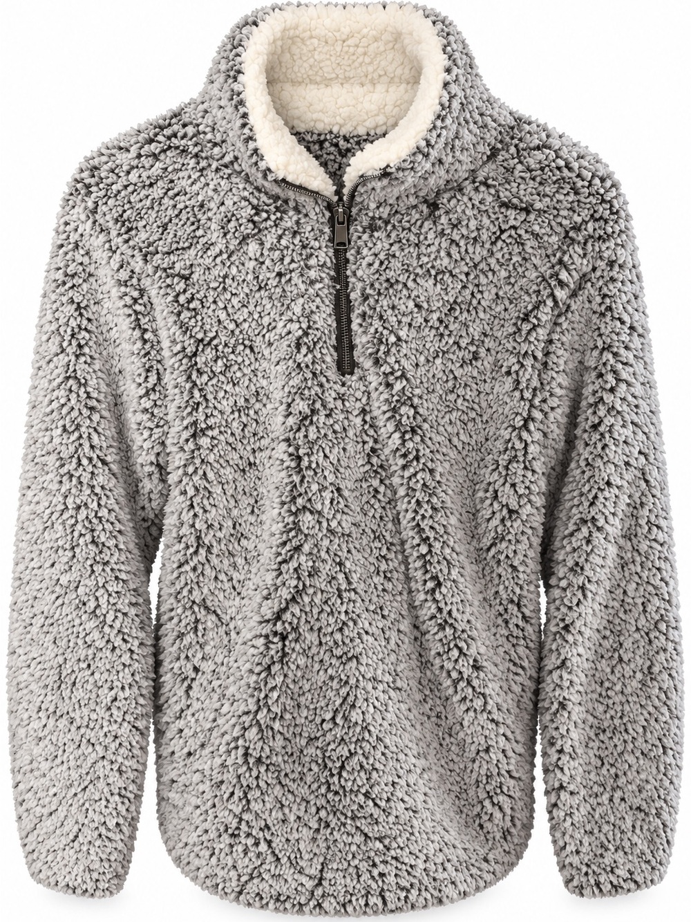 Love Tree Gray Sherpa Half-Zip Pullover with Cream Lining
